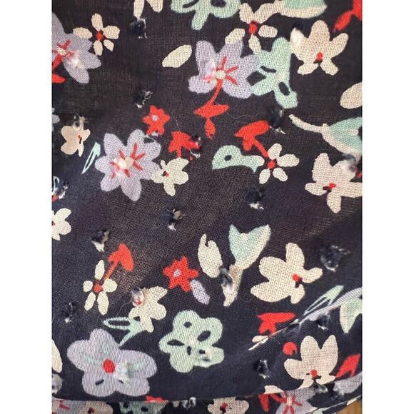 Loft 100% cotton patchwork floral boho lightweight cotton puff sleeve blouse - Picture 8 of 11